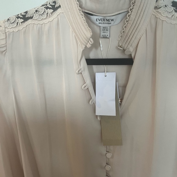 Jenna Satin Trim Detail Blouse in Cream - Picture 3 of 7